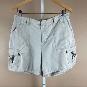 Women's Khaki Safari Cargo Outdoor Hiking High Waisted Shorts Size 32